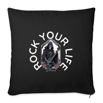 Rock Your Life | Guitar, Festival, Concert - Sofa pillowcase 17,3'' x 17,3'' (45 x 45 cm) - black - Front