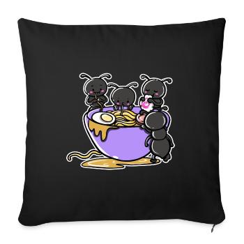 Süße Ameisen essen Ramen Suppe - Sofakissenbezug 45 x 45 cm - Schwarz - Vorne