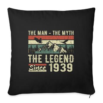 Retro 1939 Vintage - Cadeau D’anniversaire 1939 - Housse de coussin décorative 45 x 45 cm - noir - Devant