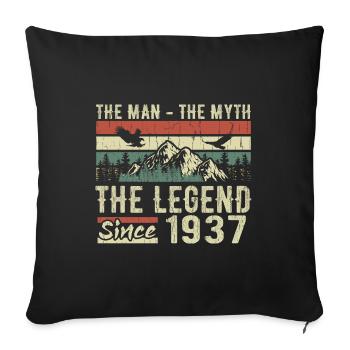 Retro 1937 Vintage - Cadeau D’anniversaire 1937 - Housse de coussin décorative 45 x 45 cm - noir - Devant