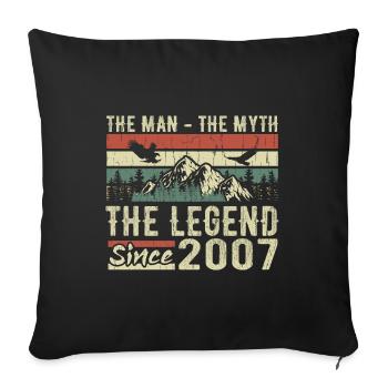 Retro 2007 Vintage - Cadeau D’anniversaire 2007 - Housse de coussin décorative 45 x 45 cm - noir - Devant