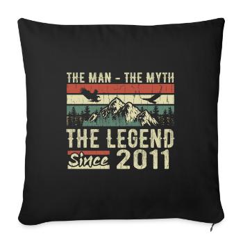 Retro 2011 Vintage - Cadeau D’anniversaire 2011 - Housse de coussin décorative 45 x 45 cm - noir - Devant