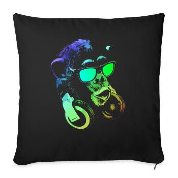 Monkey DJ - Sofa pillowcase 17,3'' x 17,3'' (45 x 45 cm) - black - Front