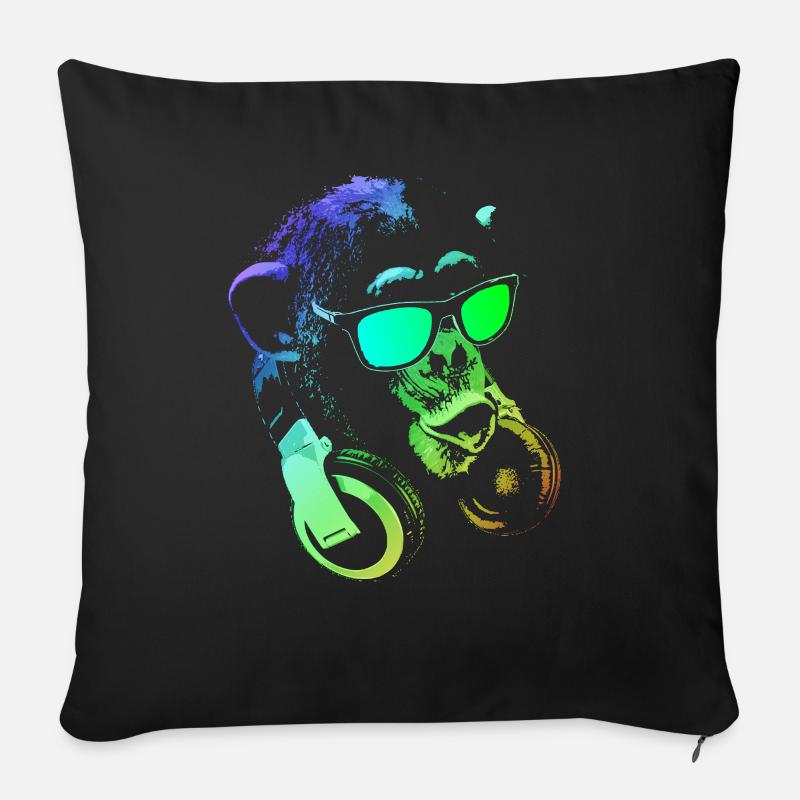 Affe DJ - Sofakissenbezug 45 x 45 cm - Schwarz