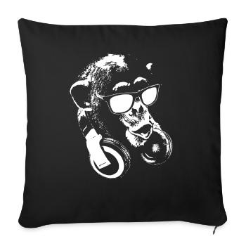 Monkey DJ White - Sofa pillowcase 17,3'' x 17,3'' (45 x 45 cm) - black - Front