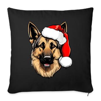 German Shepherd Beanie Christmas - Sofa pillowcase 17,3'' x 17,3'' (45 x 45 cm) - black - Front