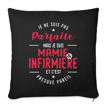 mamie infirmière humour grand mère infirmiere - Housse de coussin décorative 45 x 45 cm - noir - Devant