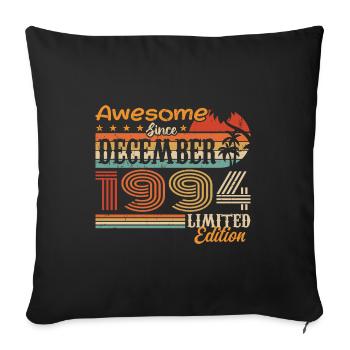 Retro Vintage légendaire anniversaire décembre 1994 - Housse de coussin décorative 45 x 45 cm - noir - Devant