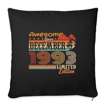 Retro Vintage légendaire anniversaire décembre 1993 - Housse de coussin décorative 45 x 45 cm - noir - Devant
