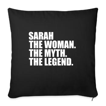 Femme, Mythe, Légende, Prénom, Sarah - Housse de coussin décorative 45 x 45 cm - noir - Devant