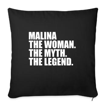 Femme, Mythe, Légende, Nom : Malina - Housse de coussin décorative 45 x 45 cm - noir - Devant