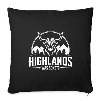 Highlands was sonst Schottisches Hochlandrind - Sofakissenbezug 45 x 45 cm - Schwarz - Vorne