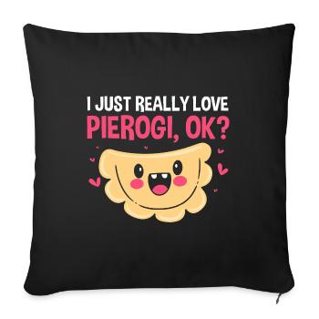 Pierogi Pologne Polonais - Housse de coussin décorative 45 x 45 cm - noir - Devant
