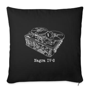 NAGRA vintage line art audio recorder - Housse de coussin décorative 45 x 45 cm - noir - Devant
