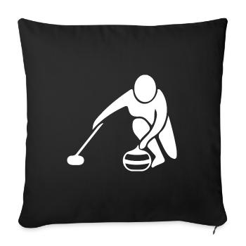 Silhouette de curling minimaliste Sport - Housse de coussin décorative 45 x 45 cm - noir - Devant
