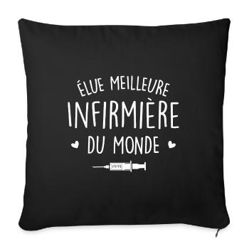 élue meilleure infirmière du monde - Housse de coussin décorative 45 x 45 cm - noir - Devant