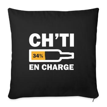 Ch'ti En Charge Expression Cadeau Humour Chti - Housse de coussin décorative 45 x 45 cm - noir - Devant