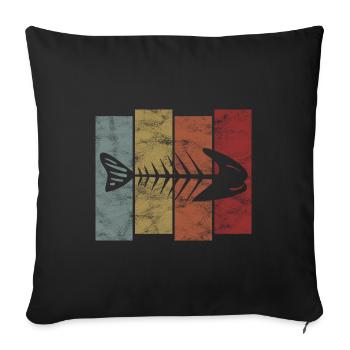 Arêtes de poisson pour pêcheurs, pêcheurs et enfants | Poissons - Housse de coussin décorative 45 x 45 cm - noir - Devant