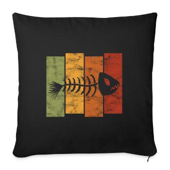Arête de poisson pour les pêcheurs, les pêcheurs et les enfants | Poissons - Housse de coussin décorative 45 x 45 cm - noir - Devant