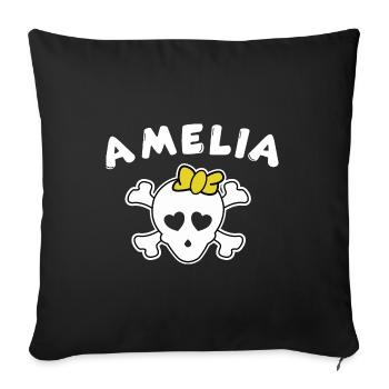 Pirate Amelia Design for Girls and Women - Sofa pillowcase 17,3'' x 17,3'' (45 x 45 cm) - black - Front