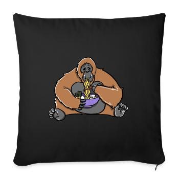 Süßer Orang-Utan isst Ramen Suppe - Sofakissenbezug 45 x 45 cm - Schwarz - Vorne