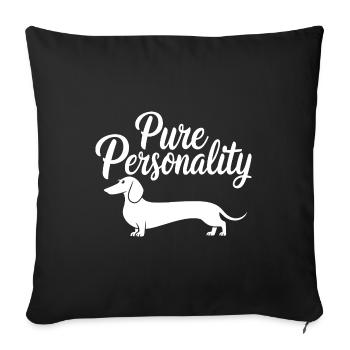 Dachshund is pure personality Dachshund silhouette and - Sofa pillowcase 17,3'' x 17,3'' (45 x 45 cm) - black - Front