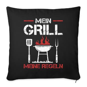 Mein Grill meine Regeln Grillmeister Grillparty - Sofakissenbezug 45 x 45 cm - Schwarz - Vorne