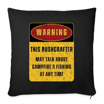 bushcrafter campfire & fishing Outdoor Adventure - Sofa pillowcase 17,3'' x 17,3'' (45 x 45 cm) - black - Front