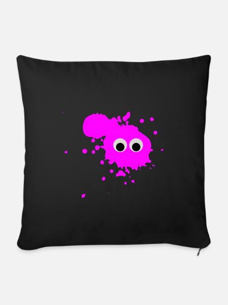 pinker Farbklecks mit Augen - Sofakissenbezug 45 x 45 cm - Schwarz