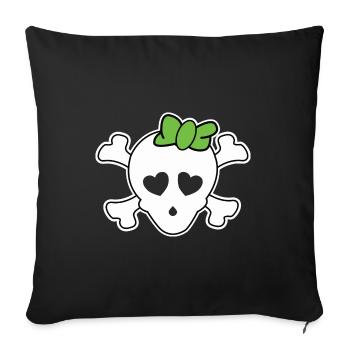 Piratenbräu crâne avec noeud de cheveux - Housse de coussin décorative 45 x 45 cm - noir - Devant