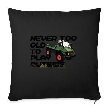 Jamais trop vieux pour jouer dehors - Unimog - Oldtimer - Housse de coussin décorative 45 x 45 cm - noir - Devant