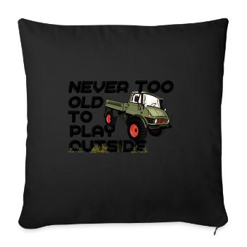 Jamais trop vieux pour jouer dehors - Unimog - Oldtimer - Housse de coussin décorative 45 x 45 cm - noir - Devant