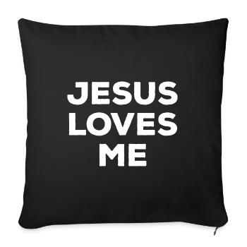Jésus m’aime : la foi, l’espérance, la religion - Housse de coussin décorative 45 x 45 cm - noir - Devant
