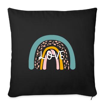 Love, Rainbow - Sofa pillowcase 17,3'' x 17,3'' (45 x 45 cm) - black - Front