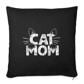 Cat Mom - Drôles de dictons de chat - Housse de coussin décorative 45 x 45 cm - noir - Devant
