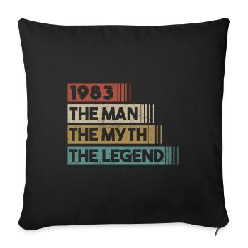 Anniversaire Né en 1983 Homme Mythe Légende - Housse de coussin décorative 45 x 45 cm - noir - Devant