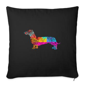 Teckel Dachshund Flowers - Housse de coussin décorative 45 x 45 cm - noir - Devant