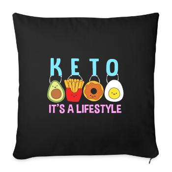 Keto Diet - Sofa pillowcase 17,3'' x 17,3'' (45 x 45 cm) - black - Front