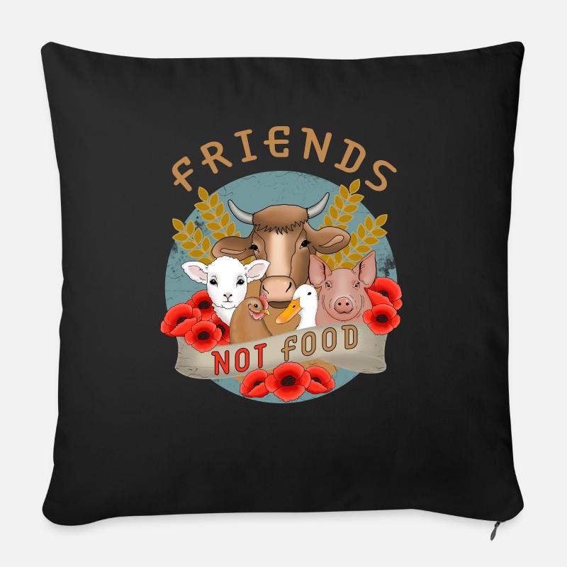 Friends not Food - Sofakissenbezug 45 x 45 cm - Schwarz