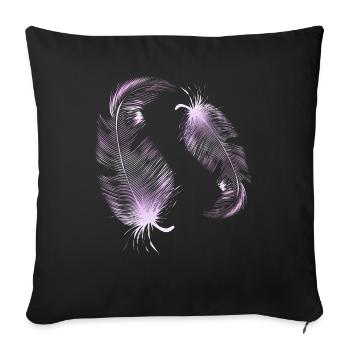 2 pink feathers - Sofa pillowcase 17,3'' x 17,3'' (45 x 45 cm) - black - Front