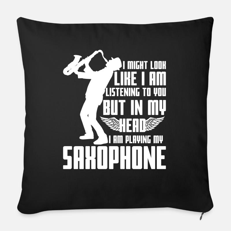 Saxophon Spruch - Sofakissenbezug 45 x 45 cm - Schwarz