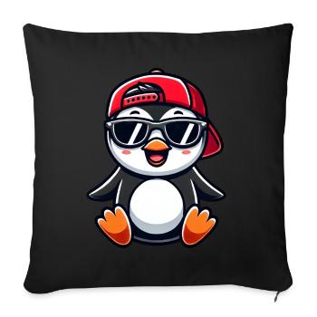 Cool Penguin Cartoon Summer Sunglasses - Sofa pillowcase 17,3'' x 17,3'' (45 x 45 cm) - black - Front