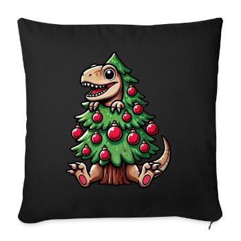 Noël T-Rex dinosaure arbre de Noël Carto - Housse de coussin décorative 45 x 45 cm - noir - Devant