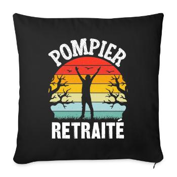 pompier retraité - Housse de coussin décorative 45 x 45 cm - noir - Devant
