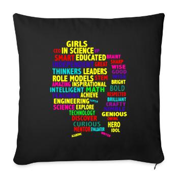 Girls In Science - Sofa pillowcase 17,3'' x 17,3'' (45 x 45 cm) - black - Front