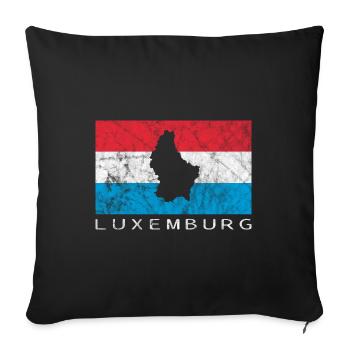Luxembourg Flag Contour Voyage vacances Luxembourgeois - Housse de coussin décorative 45 x 45 cm - noir - Devant