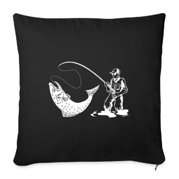 Angler Forelle Fliegenfischen Design Geschenke - Sofakissenbezug 45 x 45 cm - Schwarz - Vorne