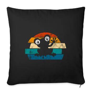 Frosch Frösche Geschenk für Kinder Lustig Witzig - Sofakissenbezug 45 x 45 cm - Schwarz - Vorne
