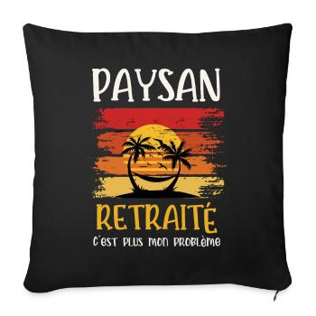 paysan retraité - Housse de coussin décorative 45 x 45 cm - noir - Devant