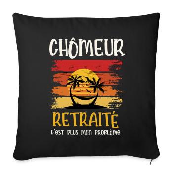 chômeur retraité - Housse de coussin décorative 45 x 45 cm - noir - Devant